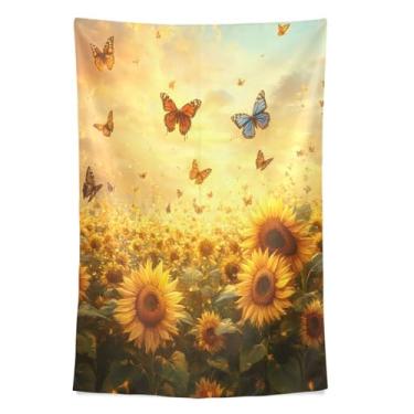 Imagem de STAYTOP Tapeçaria de parede lindas flores de girassol tapeçaria para decoração de casa decoração de dormitório sala de estar quarto tapete de parede (60 × 40 pol)