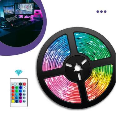 Imagem de Led Rgb Dupla Face Fita 5M Decoração Quarto Gamer Efeito Luz - Kapbom
