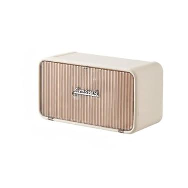 Imagem de Organizador de Banheiro com Porta Papel Higiênico, Creme, Plástico PET e PP, 15,5x12,5x28cm, Instalação por Adesivo, com Compartimento Lateral