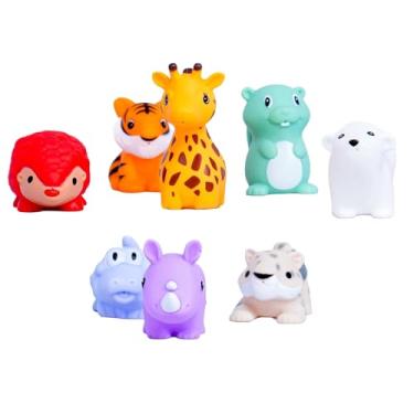 Imagem de Babyloni Kit de Brinquedos de Banho Baby Shower, 8 Peças, Animais Coloridos, Tigre, Girafa, Jacaré, Material Macio, para Bebês