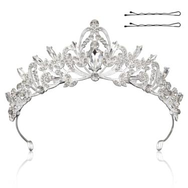 Imagem de Coroa de Cristal Prateada para Mulheres, Coroa de Cisne Noivas Tiara Cristal Elegante para Festas Aniversário Celebrações e Fantasias Fim Ano
