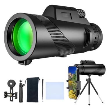 Imagem de HYTAMY Telescópio monocular, monóculos de alta potência, 80 x 100, alta definição para adultos, alta potência, com smartphone para observação de pássaros, caça, vida selvagem, observação de pássaros