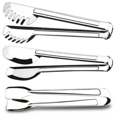 Imagem de Kit Cozinha 3 Peças Pegador Universal Pegador de Massa e Pegador de Gelo em Aço Inox - Resistente e Prático