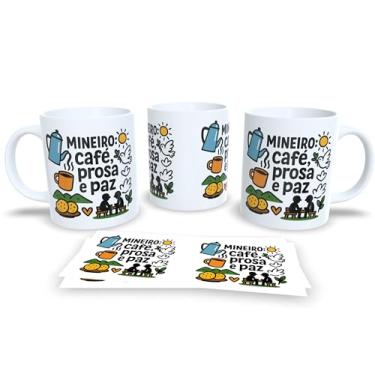 Imagem de Caneca de Cerâmica Branca com Frase Engraçada, Design Colorido com Ilustração de Mulher, Tema Café e Biscoitos (21076)