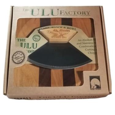 Imagem de Conjunto de facas e tigelas de madeira de bétula do Alasca Ulu Mezzaluna pequena tigela de 16,5 cm e águia voadora pequena