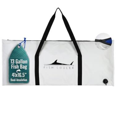 Imagem de Houseables Saco De Peixe, Refrigerador De Pesca Isolado, Sacos De Matar À Prova De Vazamentos, 41"X16,5", Branco, Caixa De Gelo Dobrável À Prova D'Água, Para Peixe-Gato, Salmão, Truta, Baixo, Caiaque,