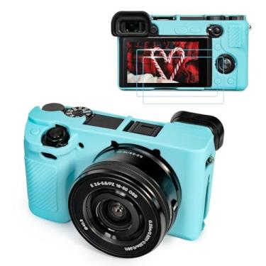 Imagem de TYUANDOUER Capa para câmera A6400 A6300 A6100 e kit de acessórios de protetor de tela LCD, capa de silicone macio para câmera digital Sony Alpha A6400 A6300 A6100, capa para câmera digital A6400,