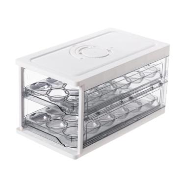 Imagem de predolo Porta-ovos para geladeira, caixa de armazenamento de ovos com dupla camada, 36 compartimentos, tipo gaveta, dobrável, ideal para armários de cozinha e