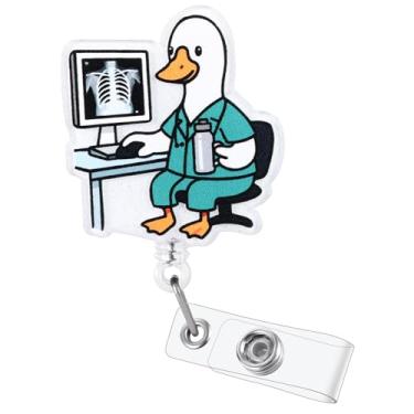 Imagem de Raio X Silly Goose Engraçado Enfermeira Carretel de Crachá de Enfermeira, Bonito Suporte Retrátil de Radiologia Tecnológica, Etiqueta de Nome Buddy para RN LPN RT CNMT RO MIC RAD Estudante de