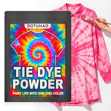 Imagem de DOTUHAO Pó tie dye, corante de tecido vermelho rosa, corantes para roupas, corantes criativos para roupas, perfeitos para artes e artesanato, arte em tecido DIY (vermelho rosa, 113 g)