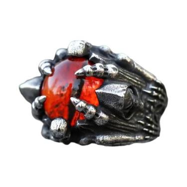 Imagem de Anel De Caveira Punk Rock Masculino Em Aço Inoxidável 316L Com Pedras 