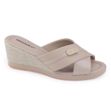 Imagem de Tamanco Fem Anabela Piccadilly 408219 trama natural médio