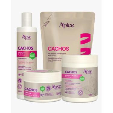 Imagem de Kit Shampoo, Máscara, Ativador e Refil Ativador 500ml Cachos Apice