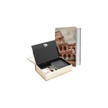 Imagem de Cofre Camuflado em Formato de Livro com Chave, Metal e Papelão, 18x12x6cm, Médio, Estampa Sortida
