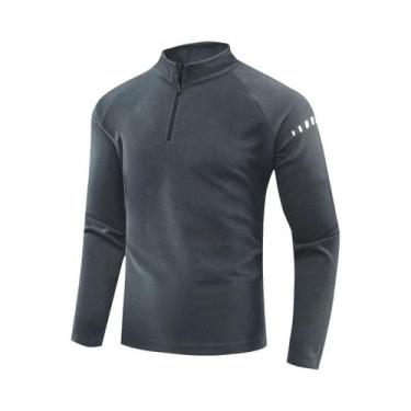 Imagem de Camiseta De Corrida Masculina Preta Com Mangas Longas E Reflexiva, Rou