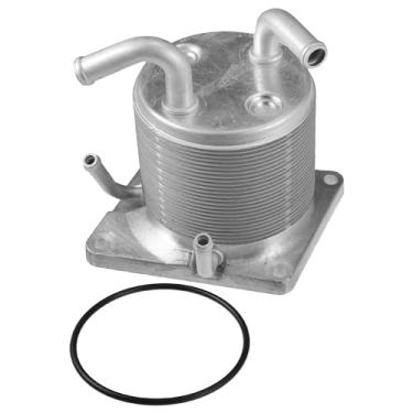 Imagem de VekAuto Kit de refrigerador de óleo do motor compatível com Nissan NV200 Rogue Sentra, radiador de óleo de transmissão de tom prateado de liga de alumínio durável com vedação de anéis de vedação