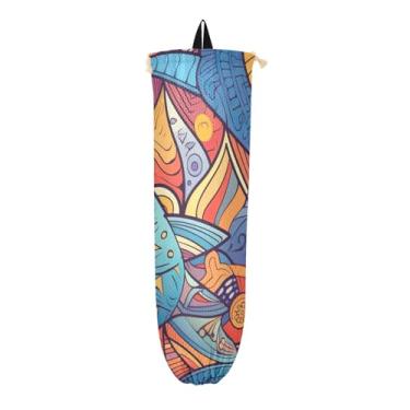 Imagem de Dispensador de saco de compras de design abstrato, suporte de armazenamento de saco de plástico, suporte de saco de plástico para armário, 1 pacote