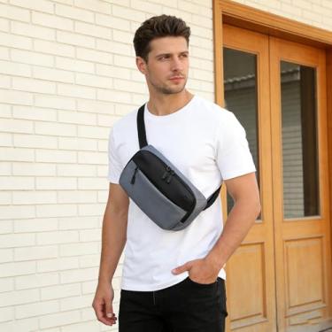 Imagem de Bolsa tiracolo Tech para homens/mulheres, impermeável, compacta, mochila de ombro, cinza escuro