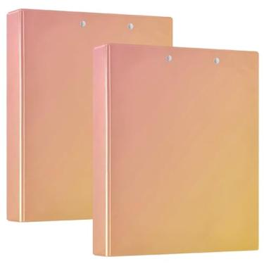 Imagem de fichário ombré rosa amarelo gradiente antiarranhões, fichário de 3 cm com 3 bolsos internos, ideal para escritório, escola, casa