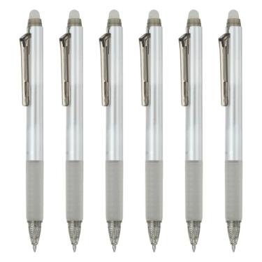 Imagem de PATIKIL 6 canetas de gel apagáveis, canetas de gel retráteis com glitter de 0,7 mm, apagáveis ao calor, marcadores de escrita suaves com aroma de morango para scrapbook, pintura, escrita, cinza, prata