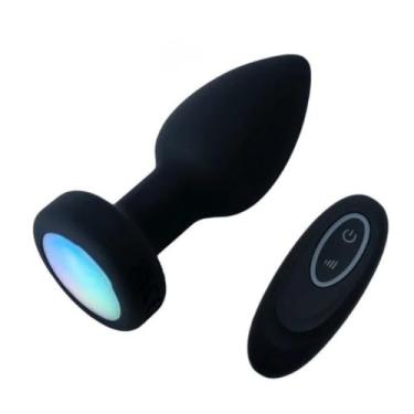 Imagem de Plug Anal Silicone Com Led Vibração Rotação 10 Modos 9,5 X 3,5 Cm Controle Remoto Brinquedo Erótico PL169