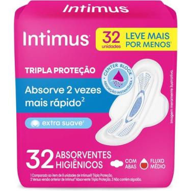 Imagem de Intimus Absorvente Externo, Tripla Proteção Suave com Abas, 32 unidade
