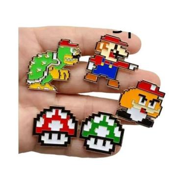 Imagem de Conjunto De Broches De Logo De Jogo De Arcade Retrô 5 Peças, Distintiv