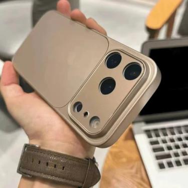 Imagem de HTVJFXCapa de luxo magnética fosca à prova de choque para iPhone 16 Pro Max, cores primárias, com carregamento sem fio (para iPhone 16 Pro Max/dourada)