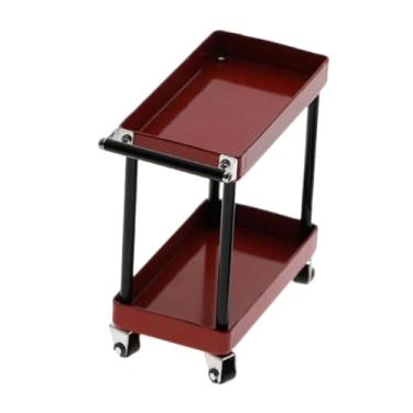 Imagem de Almencla Carrinho de ferramentas RC Tools com 2 níveis, escultura em miniatura para oficina, garagem e estacionamentos, Vermelho