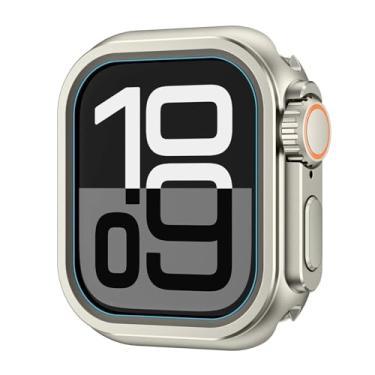 Imagem de CYSUE Capa protetora de metal para Apple Watch 46 mm, 45 mm e 44 mm, capa protetora para iWatch séries 10, 9, 8, 7, 6, 5 SE, muda para Ultra 2 de 49 mm (titânio, 49 mm)