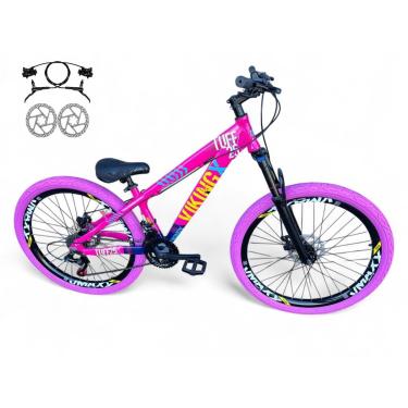 Imagem de Bicicleta Aro 26 Vikingx Tuff Freeride Downhill Freio Hidráulico 21v Alumínio Aros Vmaxx Pneu Flame-Unissex