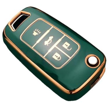Imagem de Capa flip para chave de carro compatível com Chevrolet Cruze/Aveo/Trax/Sail/Malibu compatível com Opel Vauxhall Astr/Corsa/Meriva/Insignia(4 Button Green)