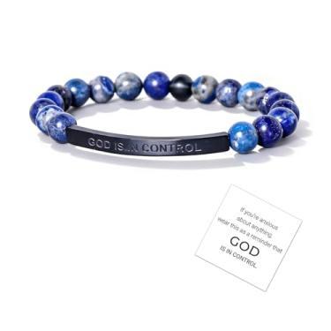 Imagem de Long tiantian Pulseira God Is in Control para mulheres e homens Inspire Pulseira God Is in Control Joias Presente Espiritual para Fé, Large, Pedra, Sem Pedra Preciosa
