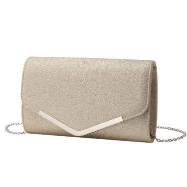 Imagem de ZUC Bolsas femininas elegantes e minimalistas, bolsas versáteis, bolsas transversais de ombro com corrente, Dourado, One Size