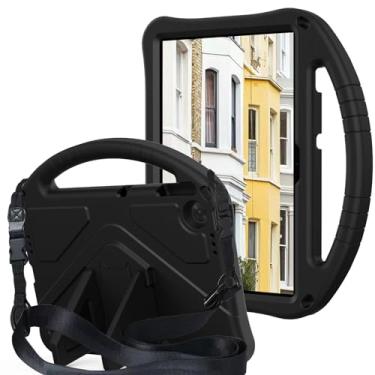 Imagem de QYiiD Capa infantil para Lenovo Tab M10 3ª geração 25.7 cm 2022 (TB-326FU/TB-328XU), capa protetora de EVA infantil à prova de choque com alça de suporte, alça de ombro, suporte, preta