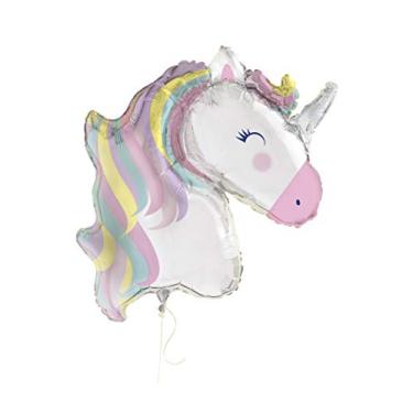 Imagem de Balões de alumínio gigantes multicoloridos, 107 cm (pacote com 5) - Design atraente de unicórnio, perfeito para festas, aniversários e celebrações