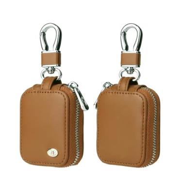 Imagem de Capa de fone de ouvido portátil de couro PU compatível com Airpods 4 com chaveiro de bolso de malha, bolsa de armazenamento de fone de ouvido de proteção para AirPods 1 e 2/Pro/Pro 2/3/4