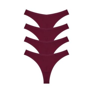 Imagem de Tangas De Algodão Listradas Femininas De Cintura Baixa 4PCS Sexy G-Str