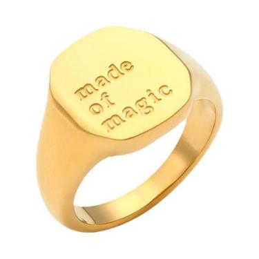 Imagem de Anel Minimalista De Letra Em Aço Inoxidável Dourado À Prova d'Água Par