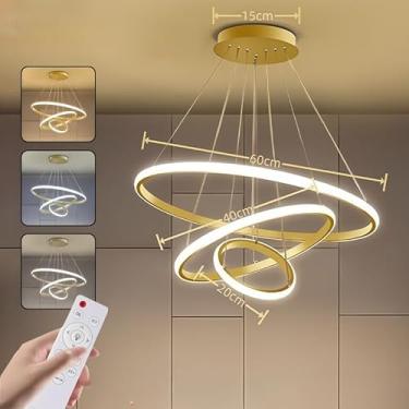 Imagem de 3 Cores em 1 luz Lustre Para Sala Lustre Pendente Cozinha Luminária de Teto Led Nordic Moderno Decoração Para Sala(Ouro/Telecontrole (110V-220V))