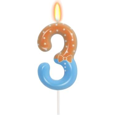 Imagem de Velas de aniversário azuis laranjas, 3º número para bolo, número 3, topo de bolo, para velas temáticas de jogos, decoração de aniversário, suprimentos para celebrações de aniversário (3)