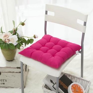 Imagem de Almofada quadrada para cadeira de escritório com amarras, conjunto de 2 unidades, 40 x 40 x 6 cm, lavável, para cozinha, sala de jantar e escritório.