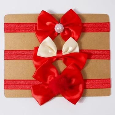 Imagem de Conjunto de 3 faixas de cabelo fofas com laço para bebês recém-nascidos de 0 a 3 anos