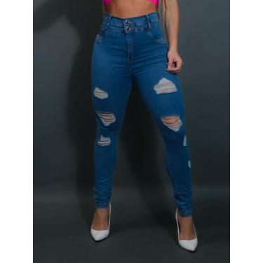 Imagem de Calça premium 2 cos laser snow power hot pants blogueira rasgada - Ss 