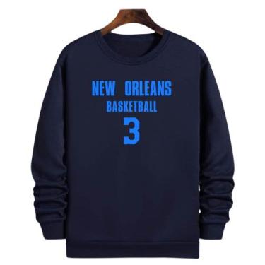 Imagem de Blusa Moletom Gola Basquete New Orleans Basketball número 3 - Loja Cli