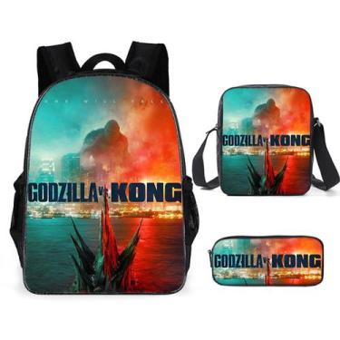 Imagem de Conjunto de mochilas escolares Kings Kongs vs Godzillas Kids Nylon - Y