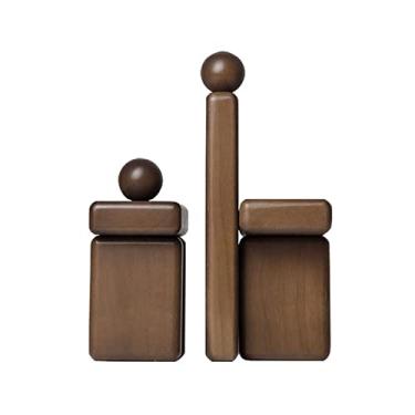 Imagem de Suportes de livros decorativos geométricos modernos, suportes de livros de madeira modernos para mesa de escritório, prateleira de livros, decoração de quarto, escritório doméstico, suporte de livros