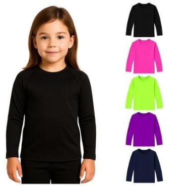 Imagem de Kit 5 Camisetas Manga Longa Infantil Menina Proteção Solar-Feminino