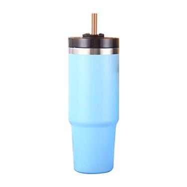 Imagem de Copo Isolado com Tampa e Canudo Reutilizável Garrafa de Água Aço Inoxidável 304 Café Gelado para Viagem Carro Academia Fitness Bebidas Quentes Frias 6-12 Horas Isolação - -Roxo