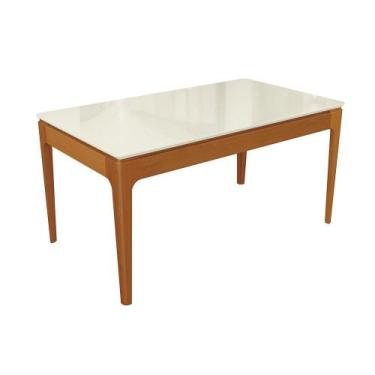 Imagem de Mesa de Jantar Kappesberg em Madeira Maciça com Tampo de Vidro Off Whi